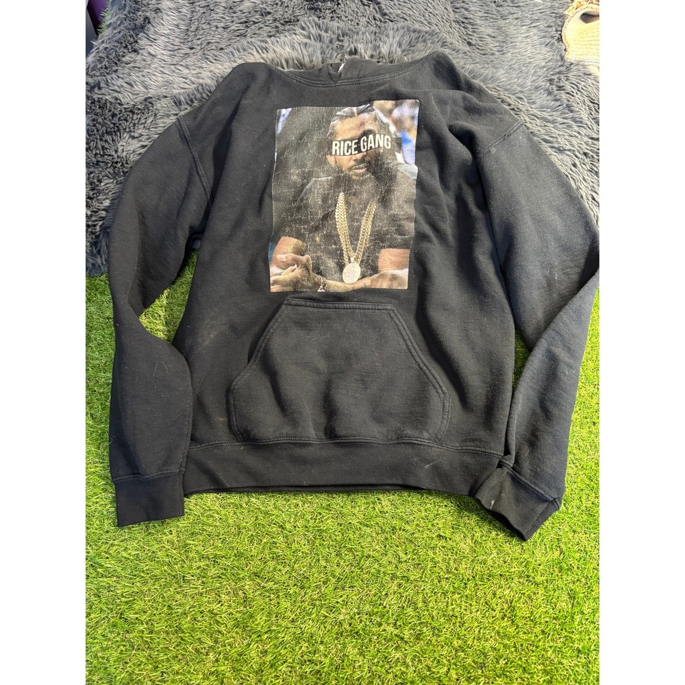 Rice‎ Gang Graphic Print Rapper Hoodie Men's Small Black Sweatshirt Pullover
